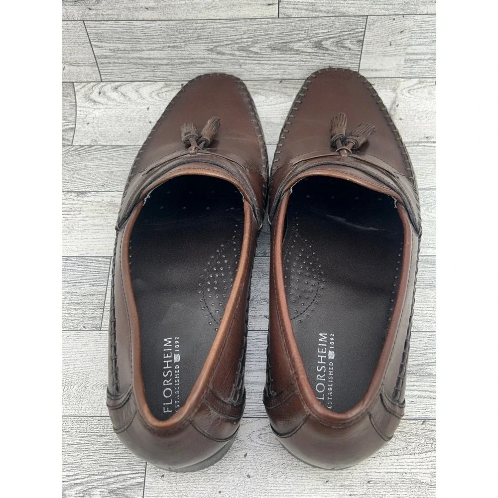 Florsheim Men 11661 200 Brown Leather Tassel Loafer Shoes Size 9‎ EEE Extra Wide